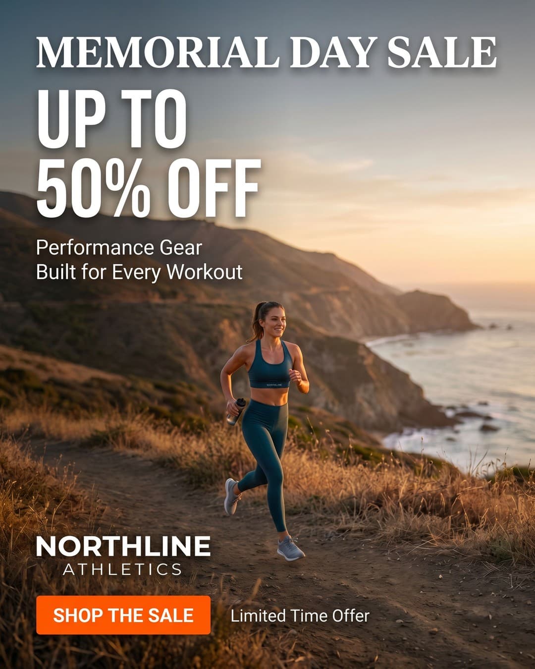 Active wear Memorial Day sale campaign, adapted portrait placement