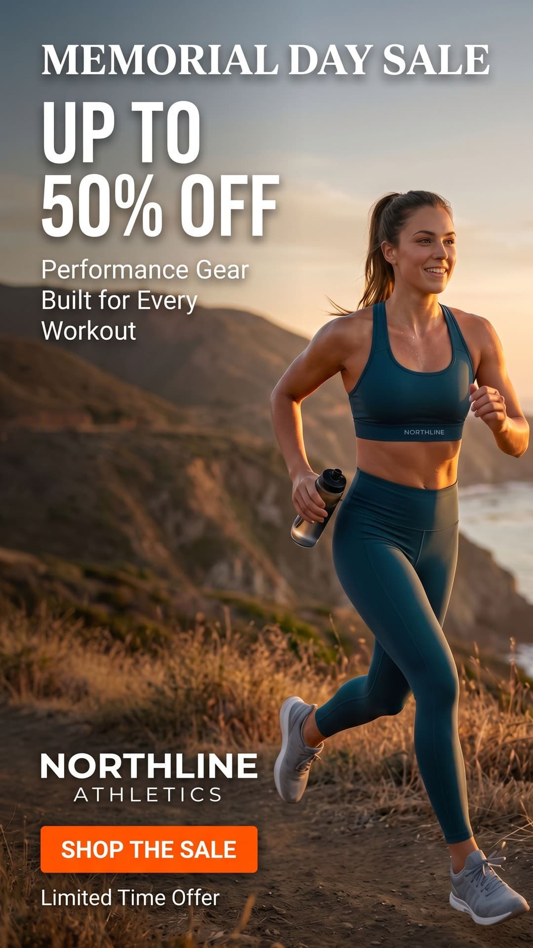 Active wear Memorial Day sale campaign, adapted vertical placement