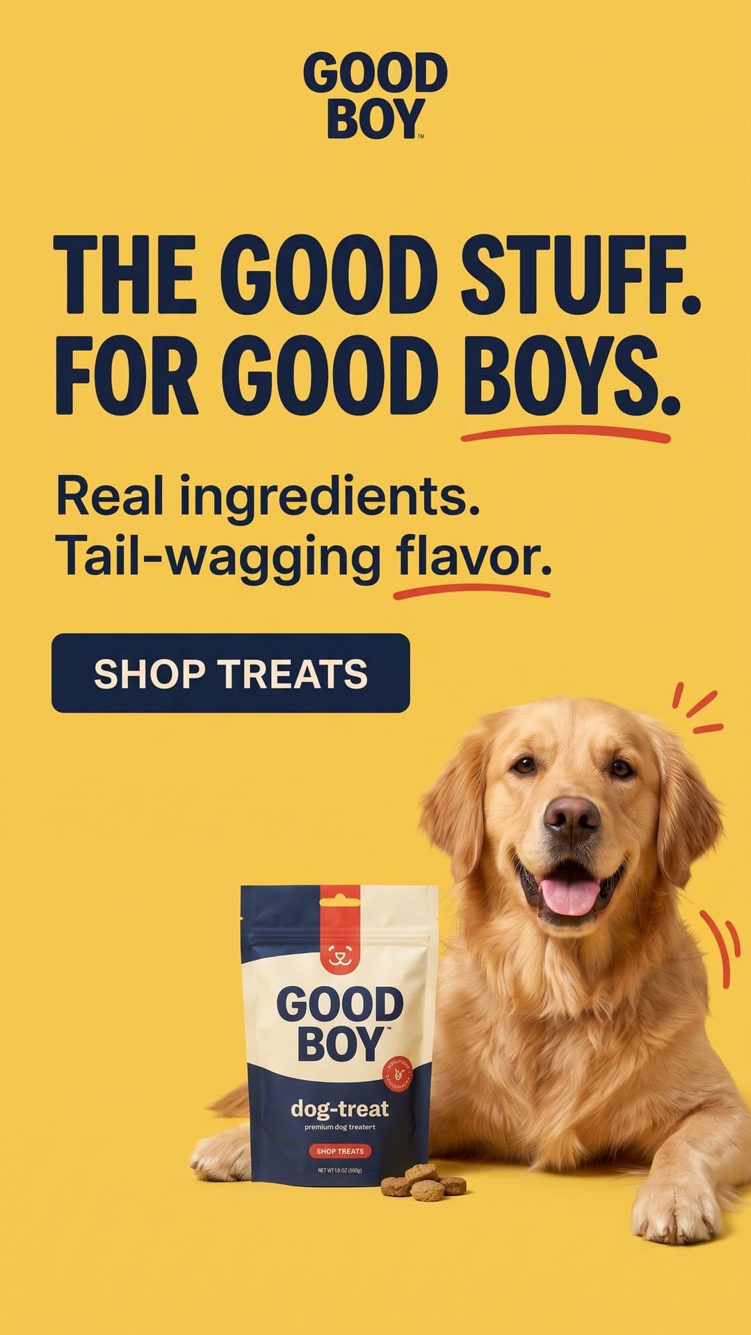 Good Boy dog treats ad, 9:16 version for Meta